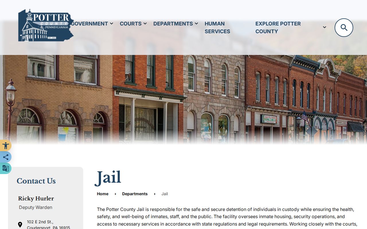 Potter County arrest history jail information page