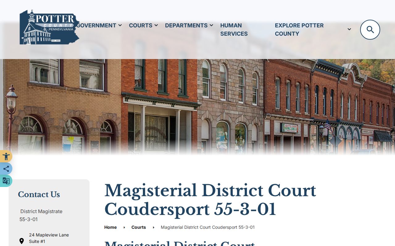 Coudersport criminal court record page for MDJ 55-3-01