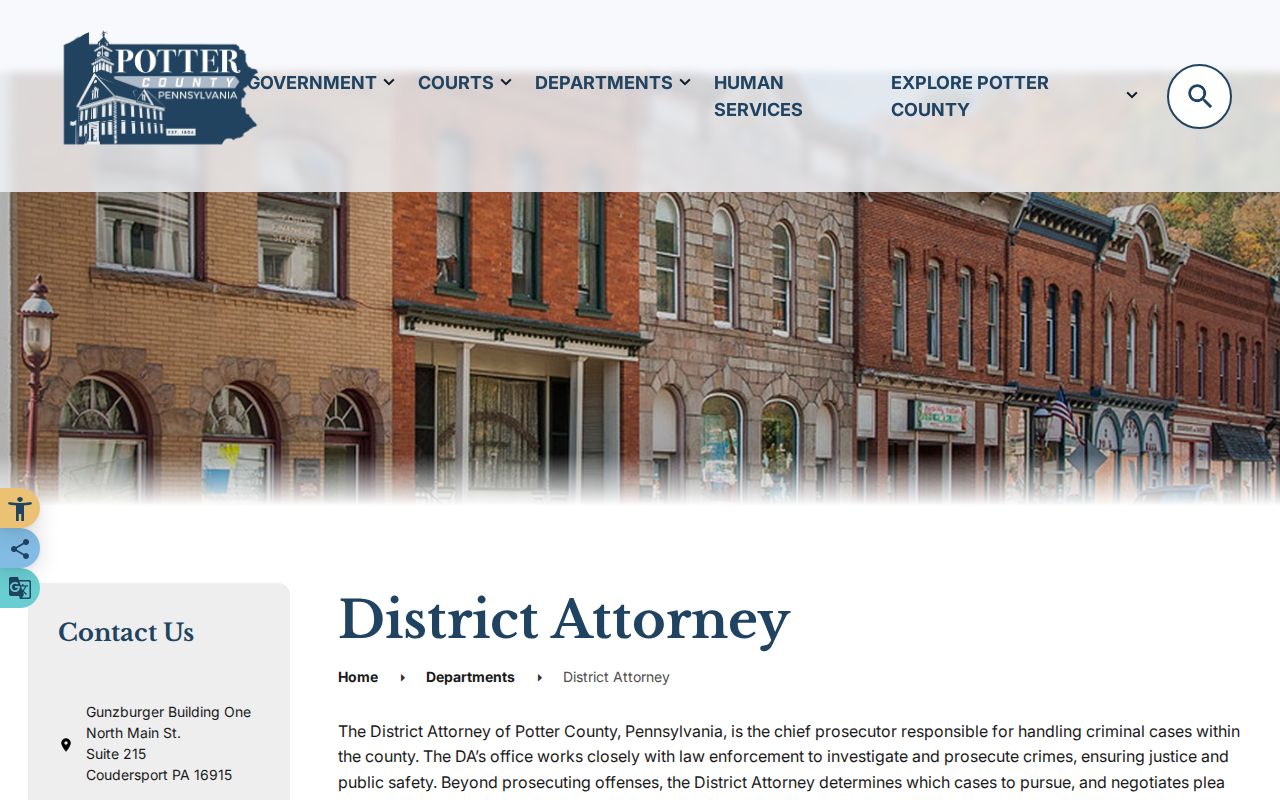 Potter County District Attorney criminal court case role