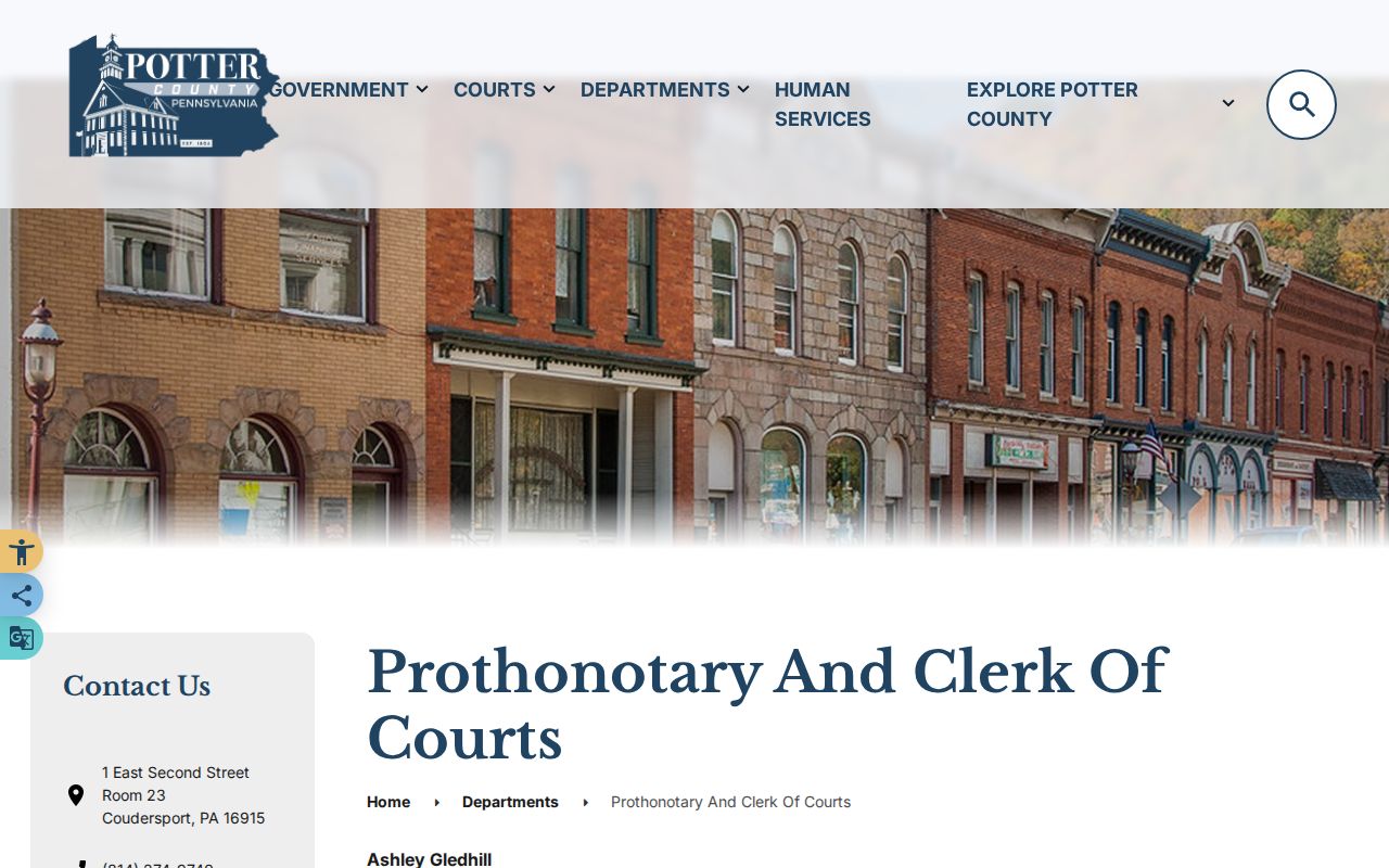 Potter County Clerk of Courts criminal case records page