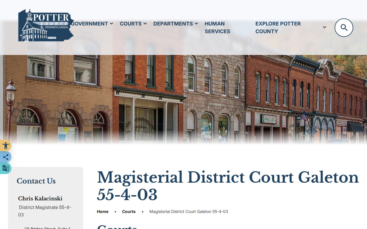 Galeton criminal court record office for MDJ 55-4-03