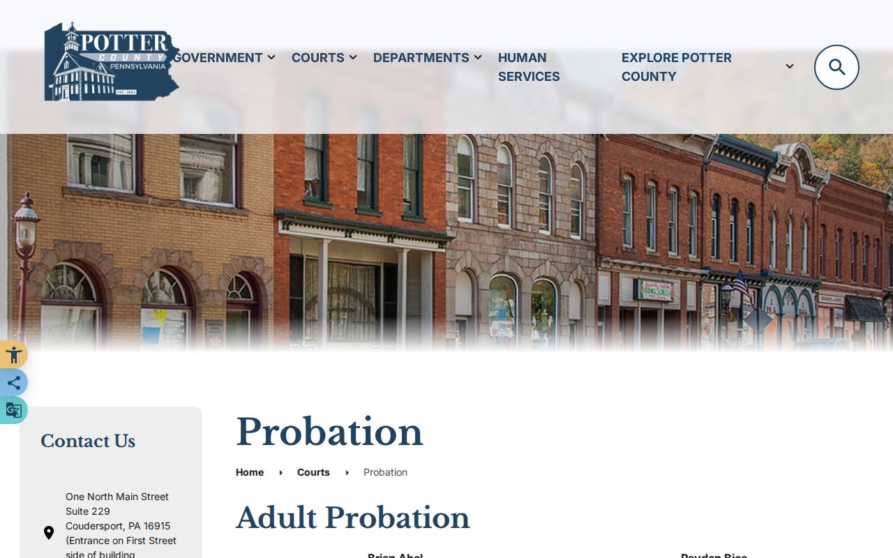 Potter County criminal probation and supervision records